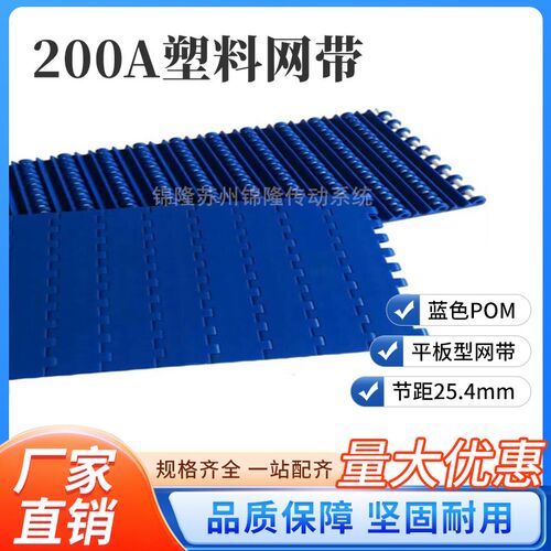 输送带PP/POM材质传送带 200A塑料网带网链25.4节距双筋底筋链板