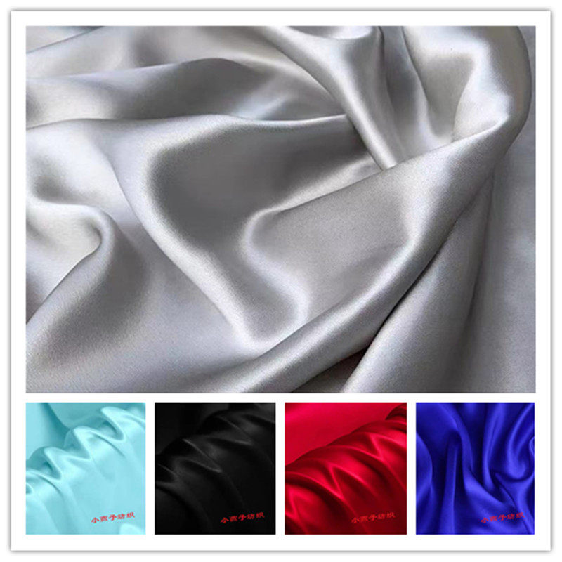 真丝面料100桑蚕丝素绉缎女衬衫式洋装睡衣服装布料旗袍面料silk