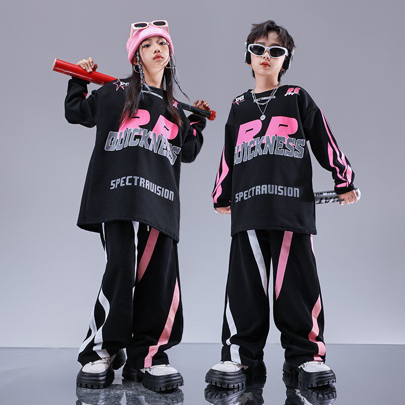 男童嘻哈街舞演出服儿童走秀潮酷套装女童爵士hiphop架子鼓表演服