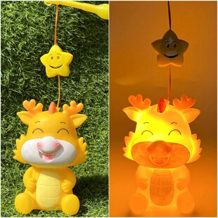 2024生肖龙搪胶存钱罐花灯卡通可爱小黄龙手提音乐发光龙宝宝灯笼