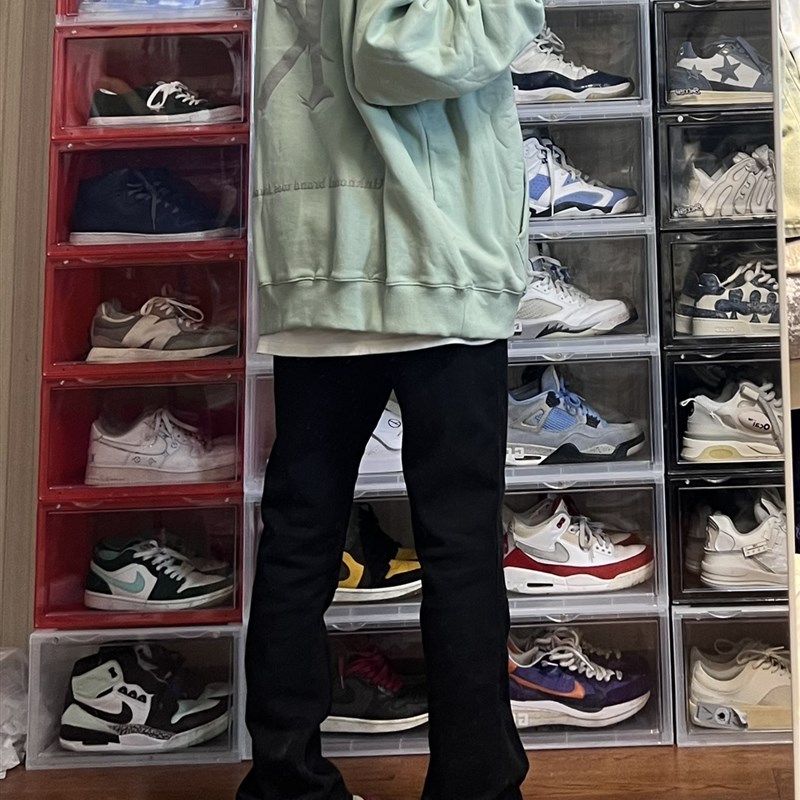 AU8OFCLUB美式微喇叭牛仔裤拼接修身休闲拖地长裤男女2023