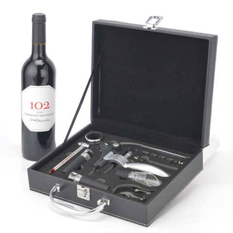 葡萄酒红酒开瓶器套装礼品木盒九件套酒具全套礼盒皮盒酒起子酒塞