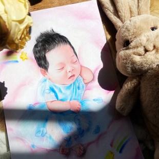 纯手工胎毛画DTY胎毛新生儿卡通画框满月纪念品一生一次宝贝收藏