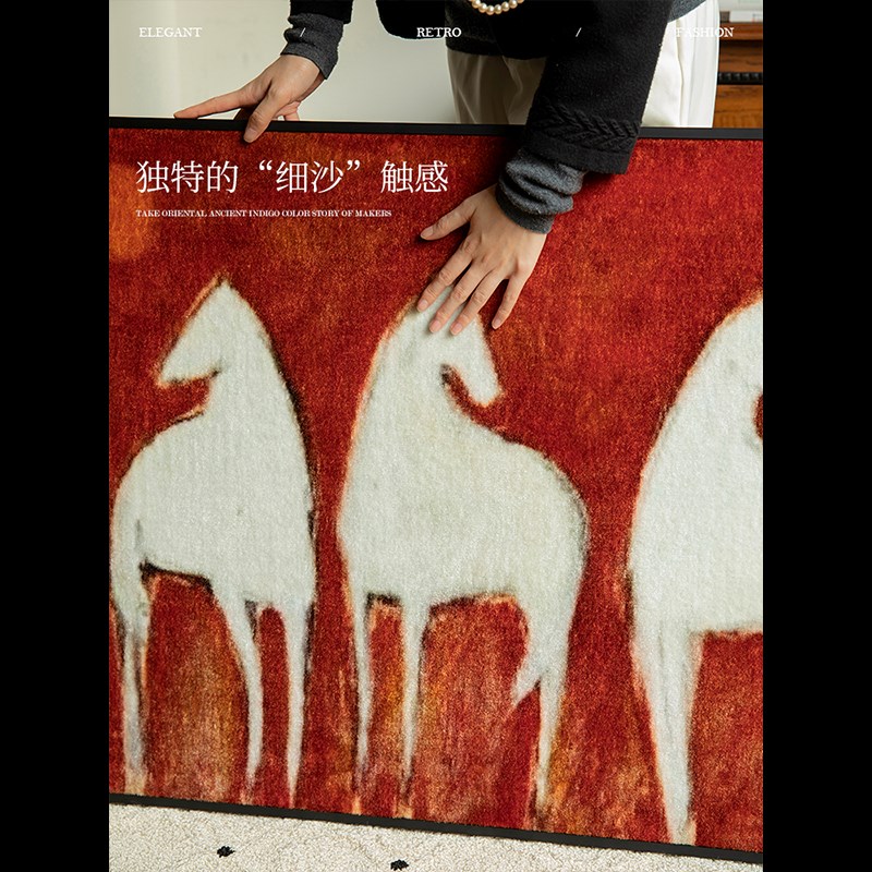蜡笔派代马依风挂画中古风客厅玄关复古毯画立体装饰画餐厅边柜画图片