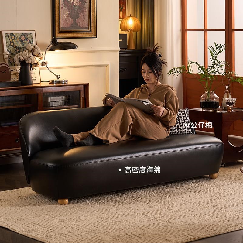 法式小户型精致客厅皮艺沙发公寓服装店卧室房间小沙发双三人沙发