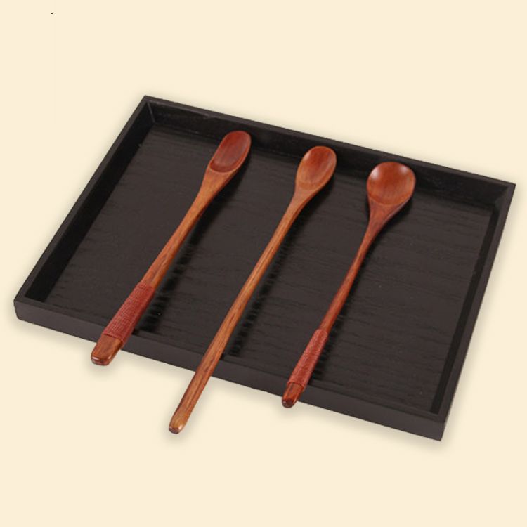 创意长柄咖啡勺子 日式绑线搅拌小木勺 木质复古蜂蜜勺多用宝宝勺