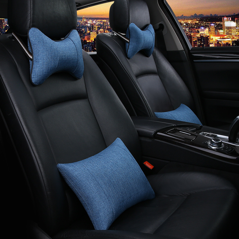 现代汽车座椅头枕亚麻枕头一对装四季骨头枕靠枕脖子小车用护颈枕