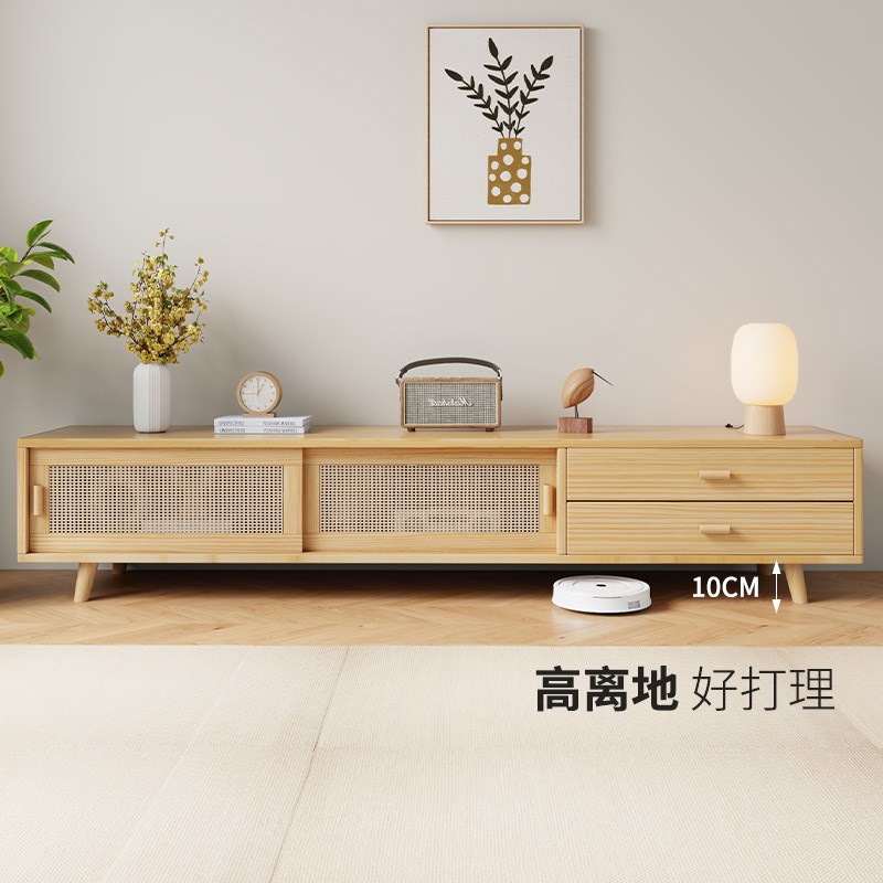 全实木茶几移门电视柜组合小户型卧室矮柜客厅家用落地收纳储物柜