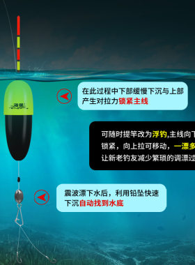 震波漂电子夜光漂自动找底免调漂新手钓鱼神器高灵敏长尾定位浮漂