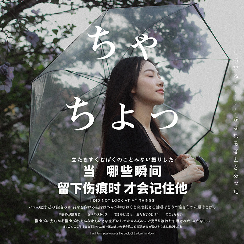 阿玛蔻半自动长柄透明伞直杆poe雨伞学生男女清新女神加固防风伞