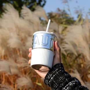 玻璃杯女生高颜值咖啡杯高级感轻奢牛奶杯家用喝水吸管杯泡茶杯子