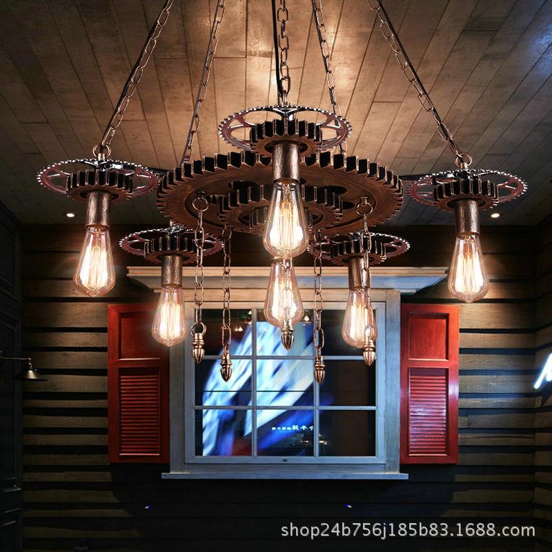 复古工业风齿轮吊灯酒吧饭店美发理发店怀旧创意装饰个性店铺灯饰