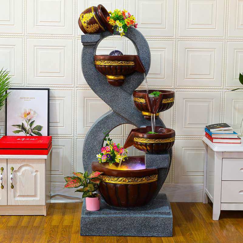 客厅招财摆件创意现代简约电视柜家居装饰欧式加湿器循环流水喷泉
