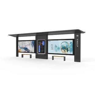 现代智能公交车候车亭滚动广告灯箱厂家直销太阳能公交站台