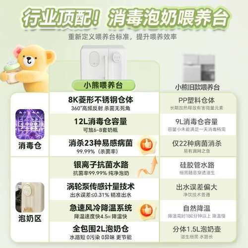 小.熊ZTD12-B11F5消毒柜恒温水壶婴儿定量泡奶机恒温壶二合一