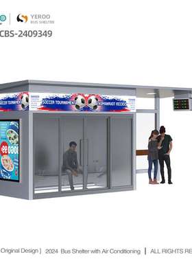 Outdoor Closed Bus Station Metal Heated Bus Stop Shelter
