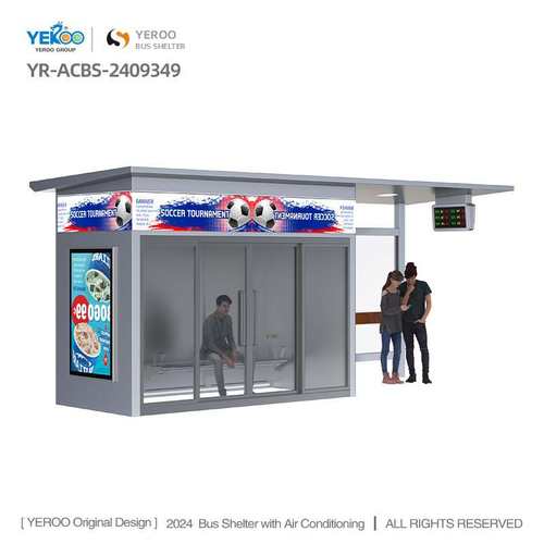 Outdoor Closed Bus Station Metal Heated Bus Stop Shelter