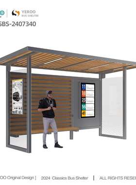 Street Metal Bus Stop Shelter with Advertising Light Box