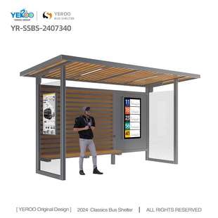 Stop Shelter with Street Light Bus Advertising Box Metal