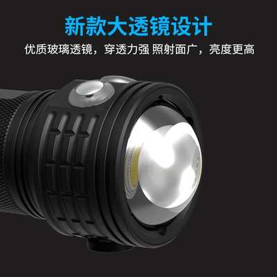 新款透镜专业摄影补光灯QX3潜水手电筒红蓝光大功率水下80米IPX8
