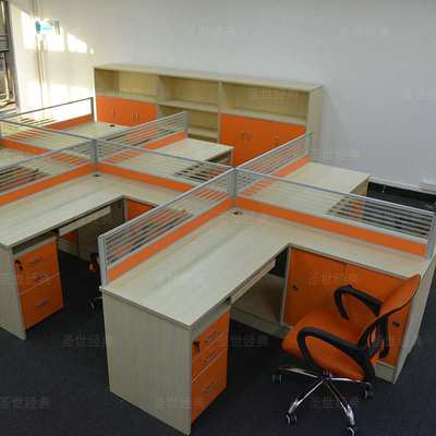 深圳定色现代财务办公桌2/4人位 屏风卡座职员办公桌椅组合员工桌