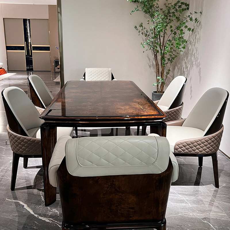 【Bentley宾利餐桌】意式轻奢实木饭桌椅 豪宅别墅长方形一桌六椅