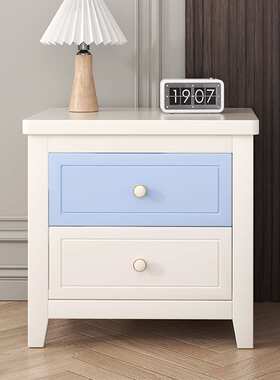 赣璞家具现代美式床头柜实木小户型纯白色家用卧室免安装床边柜