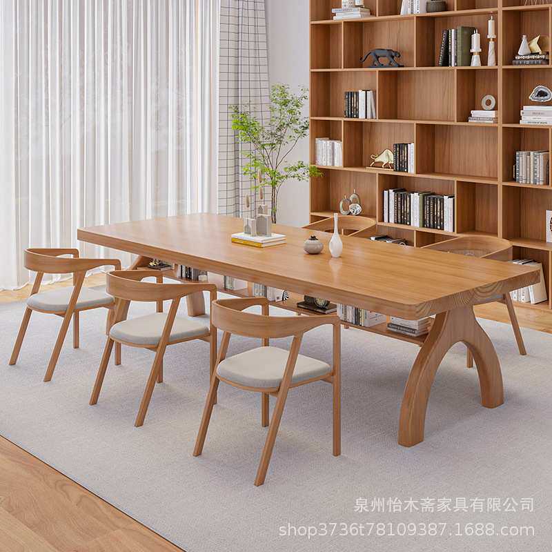北欧实木书桌家用客厅学习桌现代简约餐厅饭桌阅览室办公电脑桌子