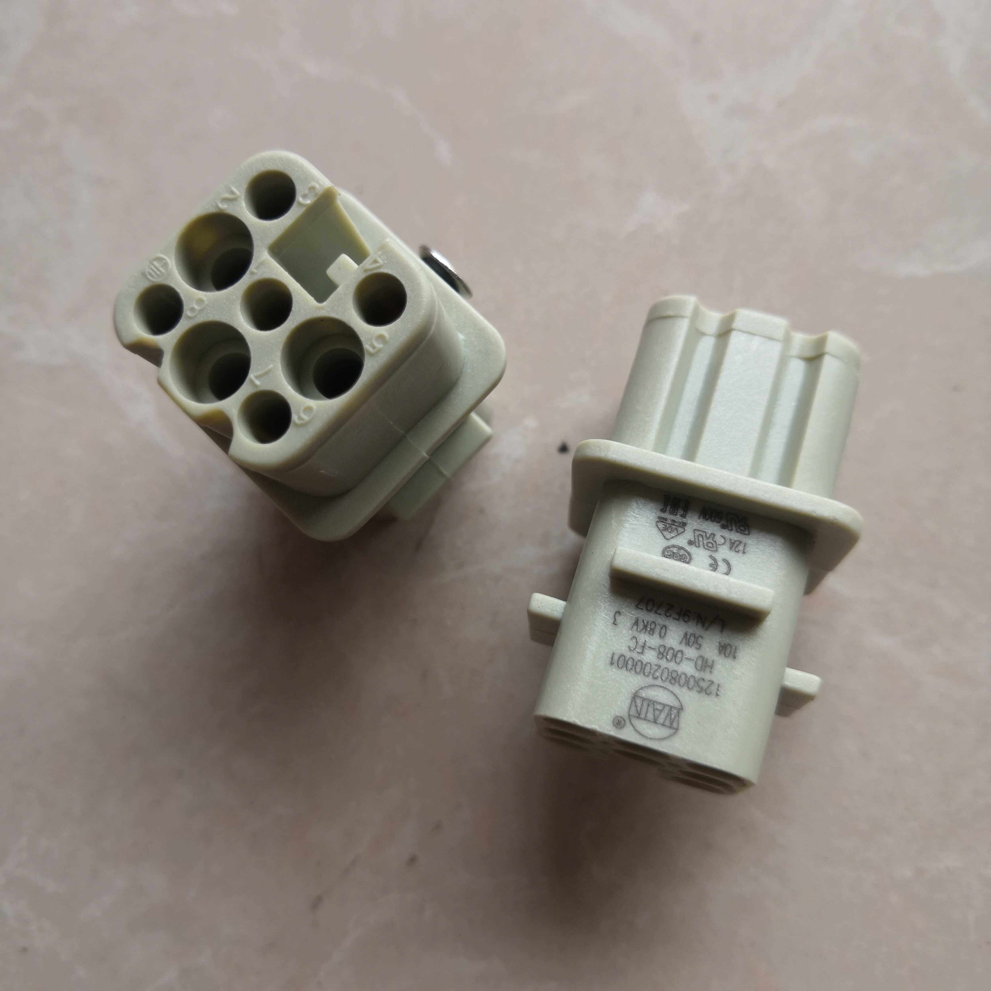 WAIN唯恩连接器HD-008-FC母芯10A250V插座8芯1250080100001冷压型