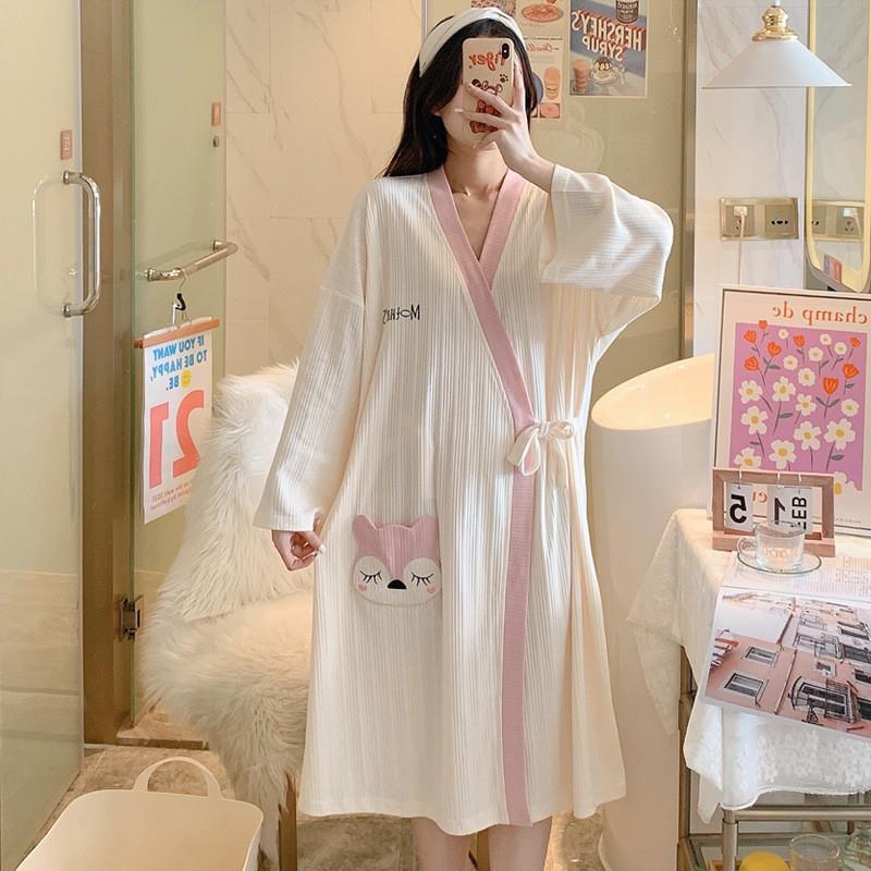 浴袍女吸水速干日系睡袍韩版棉家居服睡袍女宽松浴裙四季可穿浴巾