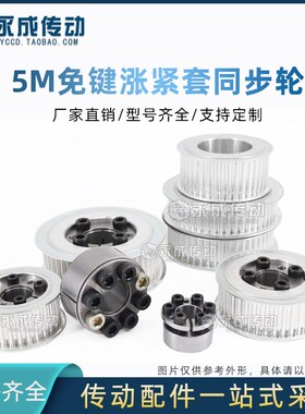 5M60齿 免键胀紧套同步轮 齿外径94.35紧套皮带轮 铝合金可定做