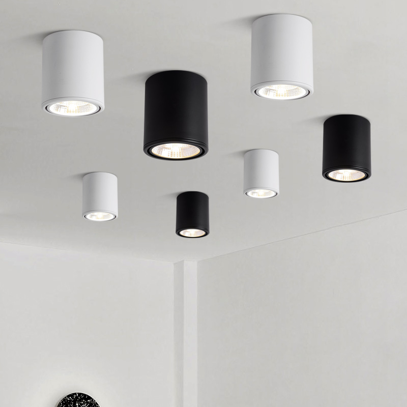 led明装射灯可调角度筒灯商用家用背景墙过道免开孔吸顶式天花灯