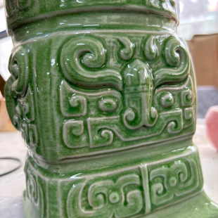 口径约22高25cm哥窑四方花盆陶瓷冰裂釉悬崖深高老桩盆景盆兽头尊