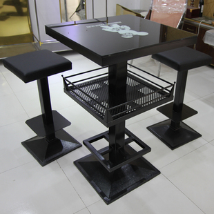 新款酒吧散台圆形发光慢摇吧台桌椅组合KTV茶几桌铁艺高脚凳厂家