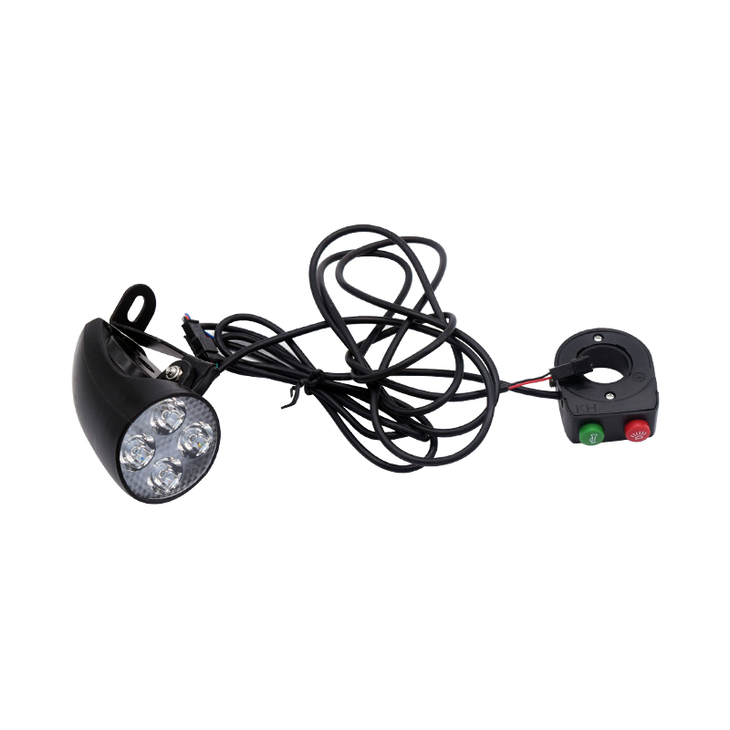 自行车改装三档调速电动车36V48VLED二合一灯喇叭开关24V-72V前灯