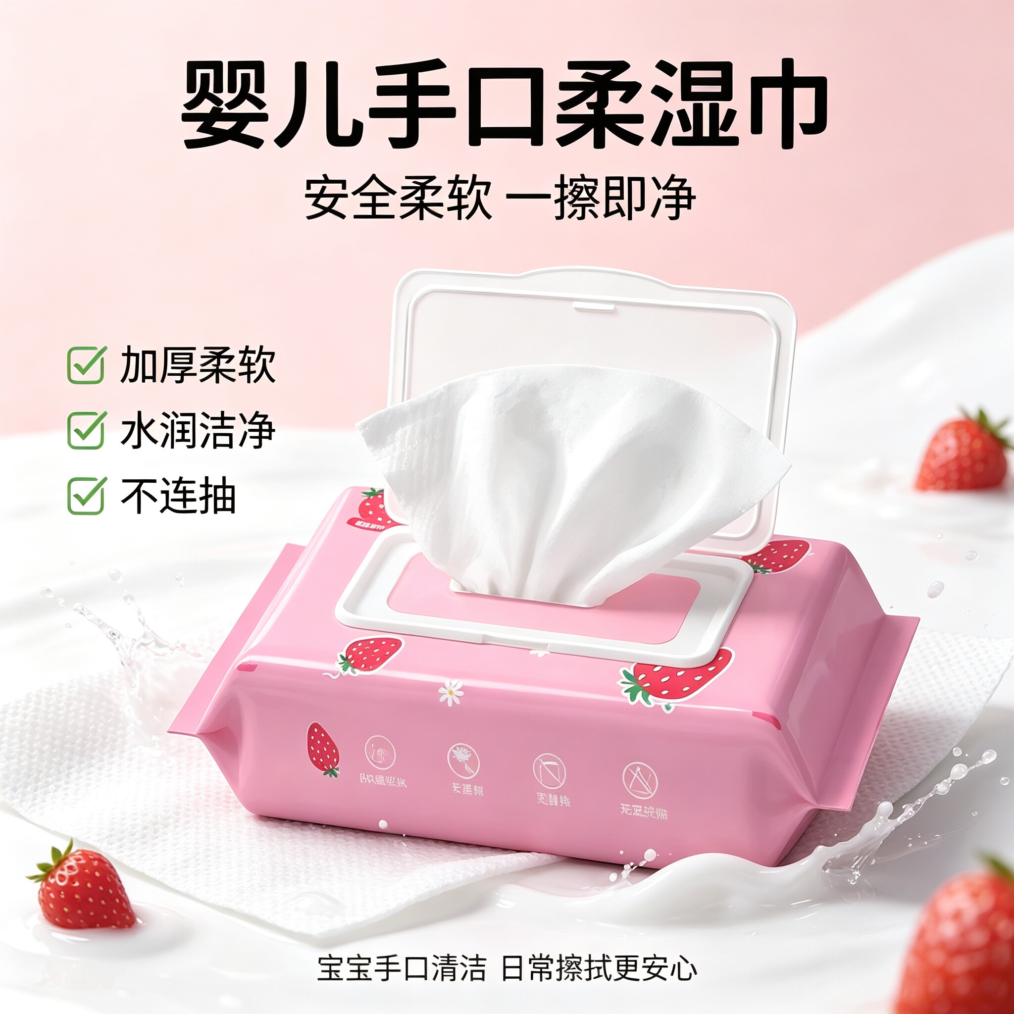 新生婴儿手口专用带盖大包湿巾