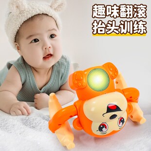 儿童翻滚猴子电动声控唱歌发光小猴子翻跟头抬头练习婴儿玩具宝宝