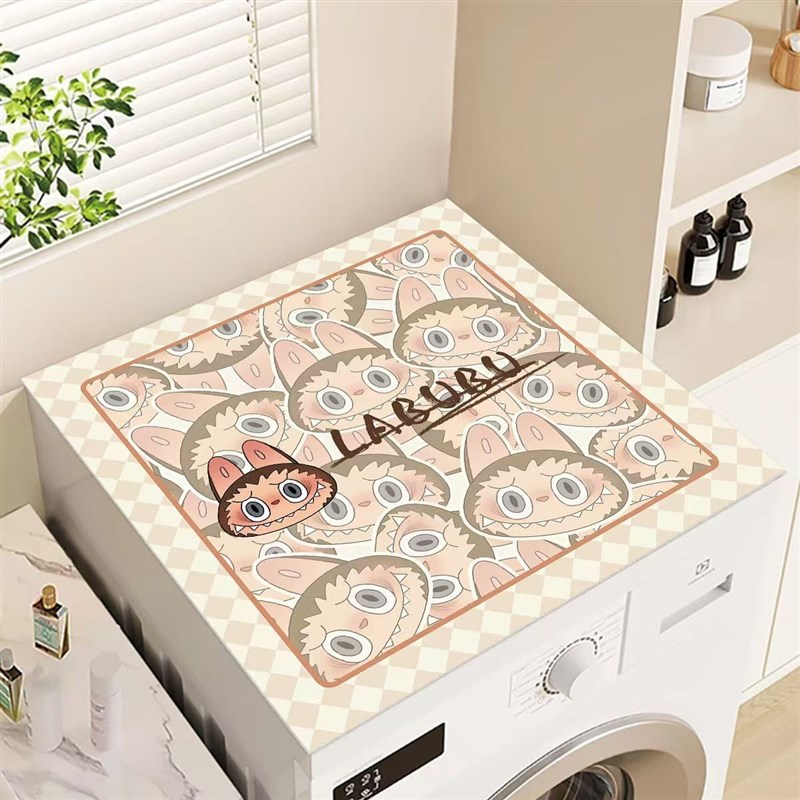 卡通拉布布滚筒洗衣机盖垫防尘吸水硅藻泥盖布冰箱床头柜通用罩