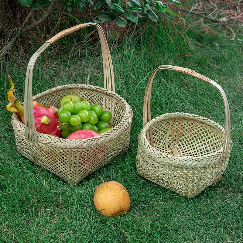 竹篮手提篮水果竹篮子竹篓竹筐收纳筐小家用鸡蛋篮竹制品竹编制品
