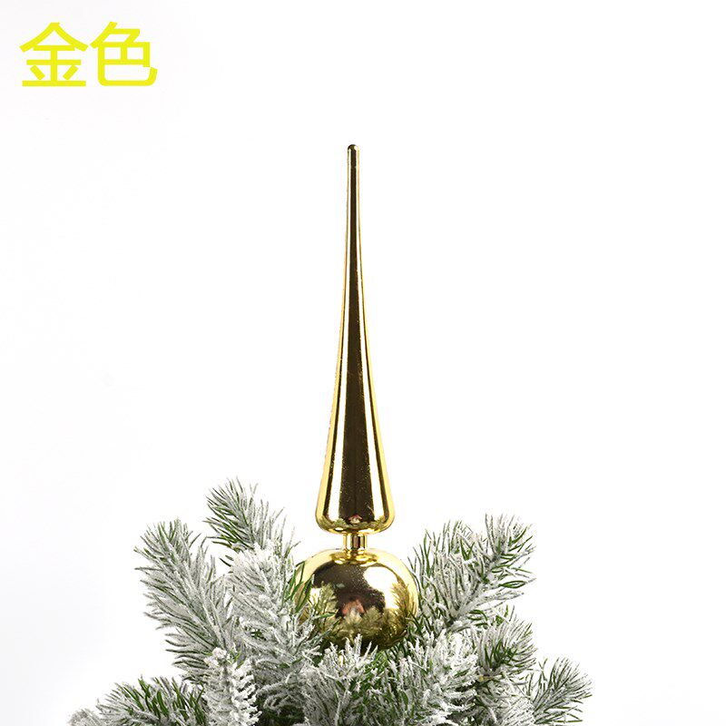 圣诞节装饰品PVC电镀葫芦尖头塑胶摆件圣诞树装饰顶部树顶星28CM