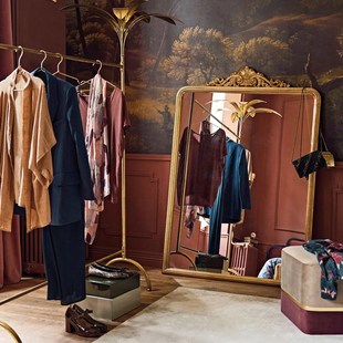 家用全身镜网红试衣镜女生卧室穿衣镜法式落地镜复古风拱形大镜子