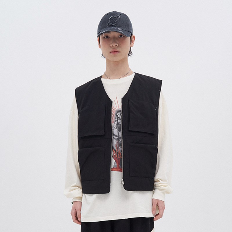 NON FLOOR 日系复古质感男士马甲宽松男装潮牌中性休闲日系潮流款