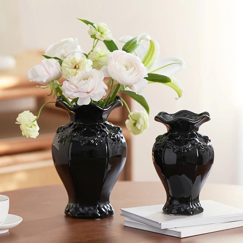 法式陶瓷浮雕花瓶客厅插花轻奢水培高级感法式复古奶油风干花摆件,家居饰品,花瓶,淘宝优惠券,粉丝福利购,淘宝优惠卷