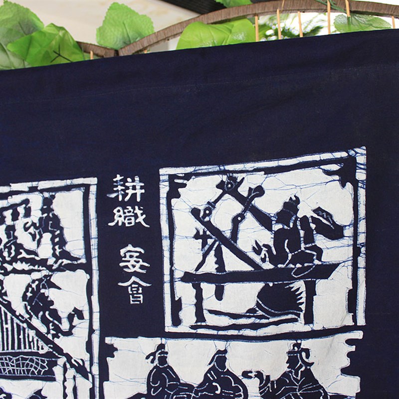 蜡染画中国风手工挂画餐厅酒吧装饰挂布门帘隔断半帘耕织宴会