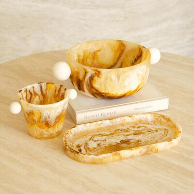 ladylike 洇云树脂水果盘客厅茶几家用碗零食盘 桌面收纳香薰托