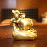 黃布袋鼠錢袋鼠老鼠生肖鼠擺中式家居客銅廳公布袋鼠室桌辦面擺設(shè)