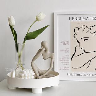 斯堪的纳维亚简单的圆形托盘风格家居装饰饰品化妆品桌面存储流行