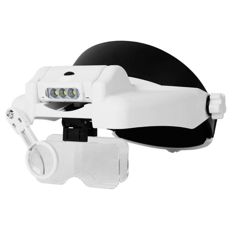 头戴式维修专用放大镜带灯31种倍率手机主板电子PCB维修阅读等