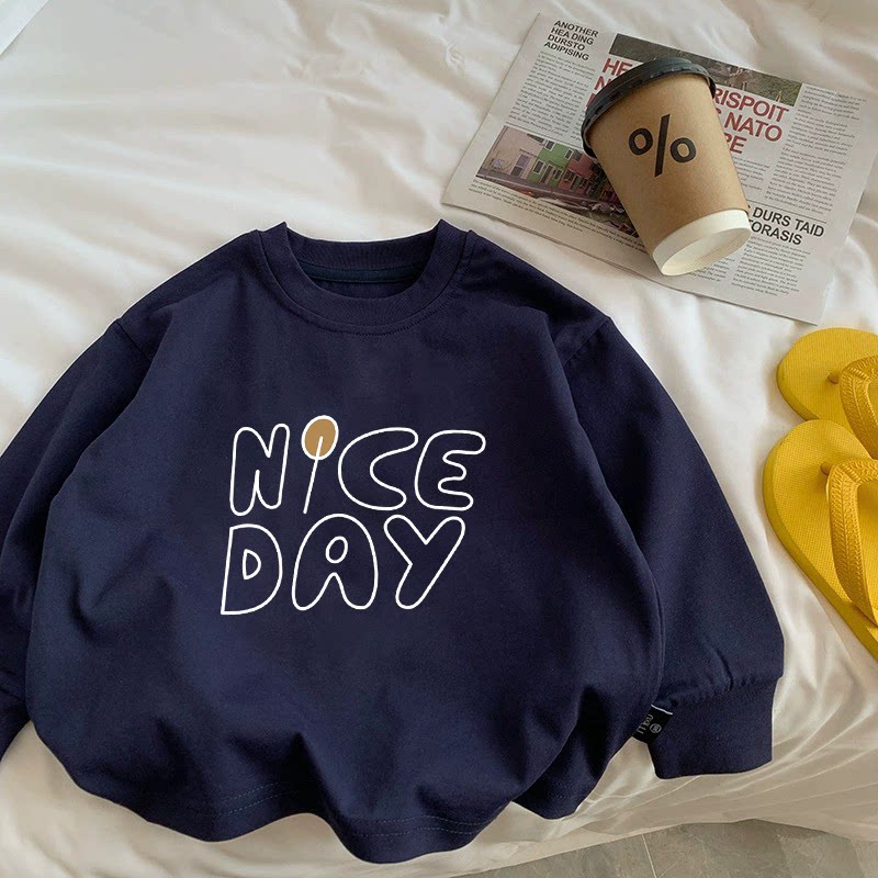 【100棉】男童帅气上衣春秋2025新款韩版宽松圆领儿童纯棉长袖T恤