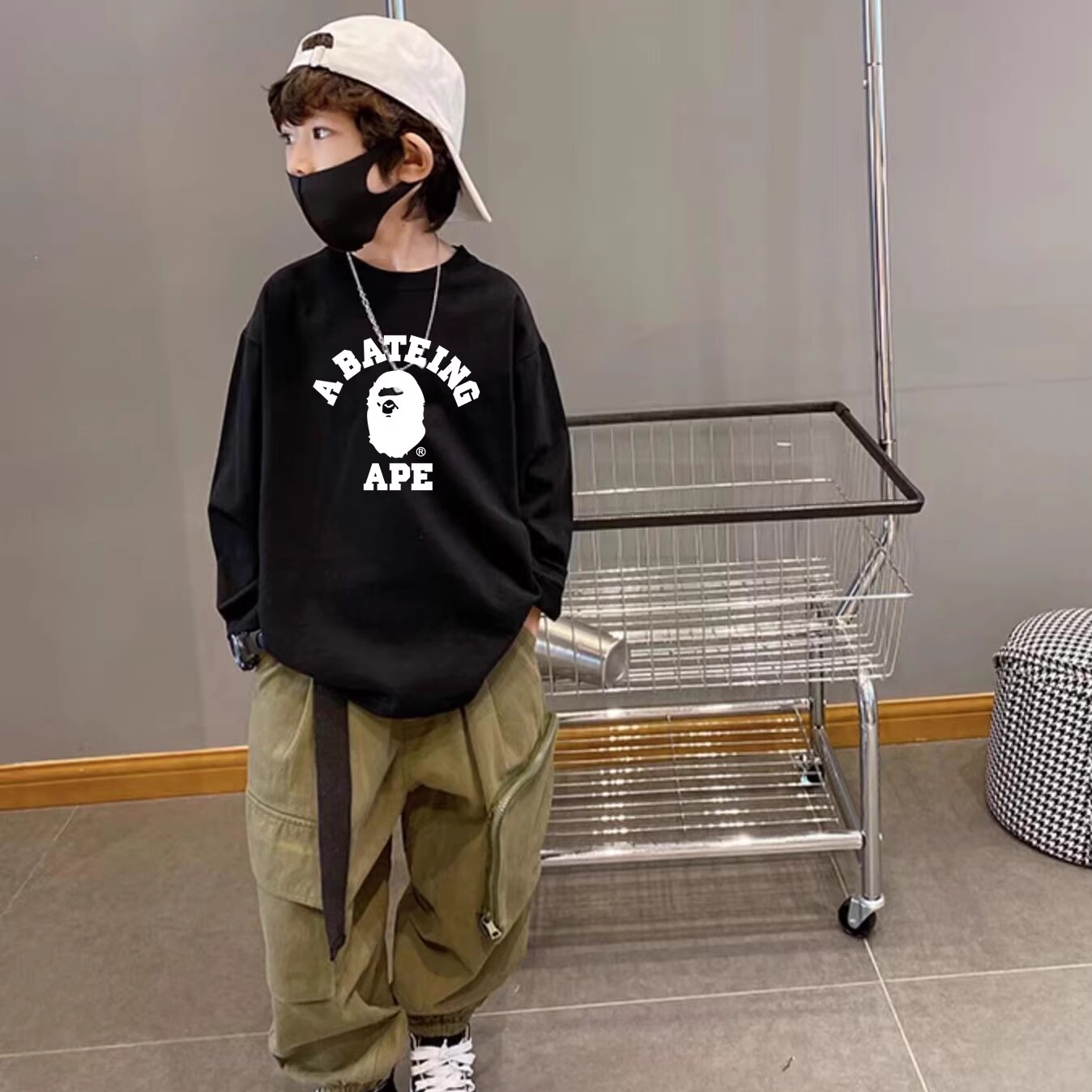KKX!全棉儿童打底衫长袖春秋款韩版潮流百搭内搭男童纯棉休闲体恤